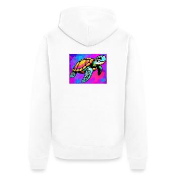 turtle - Unisex Premium Organic Zip Hoodie - white - Back - Thijin (182cm)