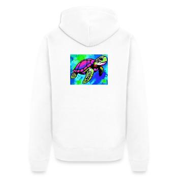 Schildkröte - Unisex Premium Bio Zip Hoodie - Weiß - Hinten - Thijin (182cm)
