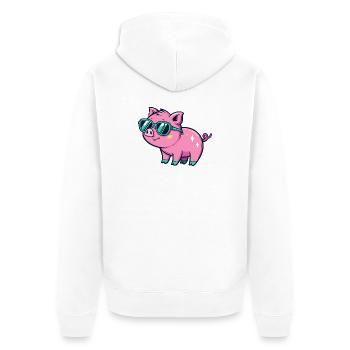 Cute Chic Pig Sonnenbrille - Unisex Premium Bio Zip Hoodie - Weiß - Hinten - Thijin (182cm)