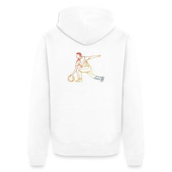 Vintage Bowler Zeichnung - Unisex Premium Bio Zip Hoodie - Weiß - Hinten - Thijin (182cm)