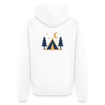 Icône de la nuit de la forêt de tentes de camping - Veste à capuche bio Premium Unisexe - blanc - Dos - Thijin (182cm)