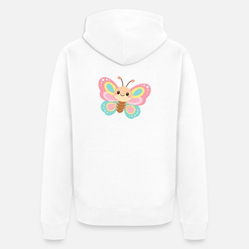 Papillon pastel - Veste à capuche bio Premium Unisexe - blanc