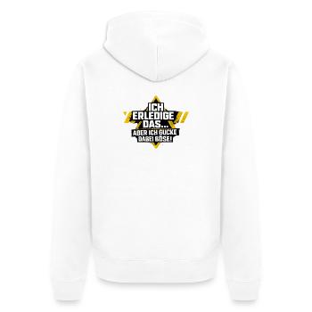 Ich mach das aber ich gucke dabei böse Möwe - Unisex Premium Bio Zip Hoodie - Weiß - Hinten - Thijin (182cm)