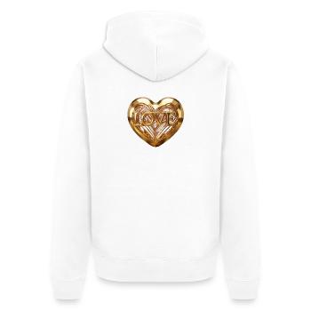 Klassisches T-Shirt – Minimalistisches Golden Rose Heart - Unisex Premium Bio Zip Hoodie - Weiß - Hinten - Thijin (182cm)