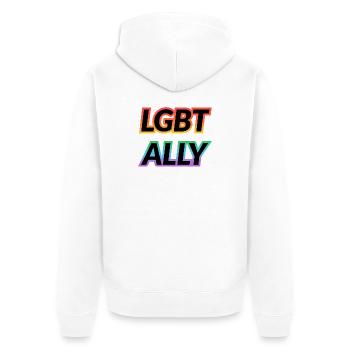 LGBT ALLY - Unisex Premium Bio Zip Hoodie - Weiß - Hinten - Thijin (182cm)