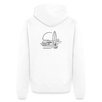 Surfing Sketch - Unisex Premium Organic Zip Hoodie - white - Back - Thijin (182cm)