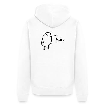 Huh, lustiger verwirrter Derpy-Vogel - Unisex Premium Bio Zip Hoodie - Weiß - Hinten - Thijin (182cm)