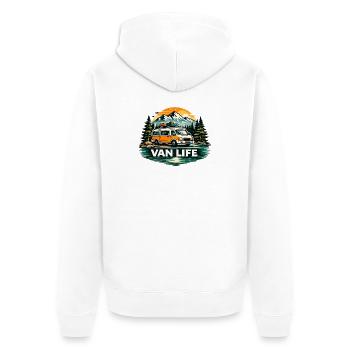 Van Life Adventure Camper Mountain Sunset - Unisex Premium Organic Zip Hoodie - white - Back - Thijin (182cm)