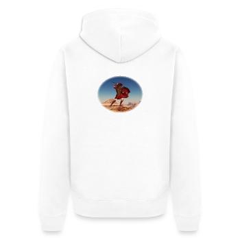 Achille à la bataille de Troie - Veste à capuche bio Premium Unisexe - blanc - Dos - Thijin (182cm)