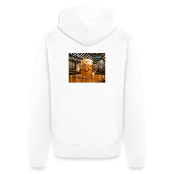 Lachender Bierkrug - Unisex Premium Bio Zip Hoodie - Weiß - Hinten - Thijin (182cm)