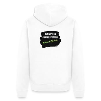 Ich hasse Jahreszeiten Außer Frühling - Unisex Premium Bio Zip Hoodie - Weiß - Hinten - Thijin (182cm)