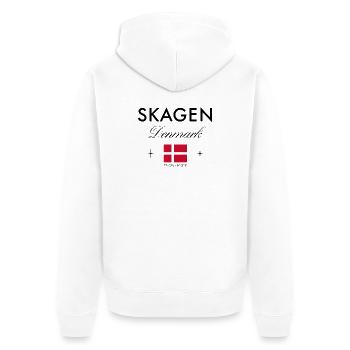 Skagen Dänemark Koordinaten Reise Souvenir - Unisex Premium Bio Zip Hoodie - Weiß - Hinten - Thijin (182cm)