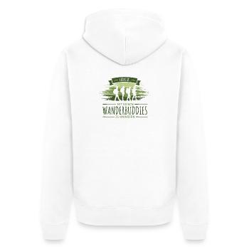 Glück ist mit Lieblingsmenschen zu wandern - Unisex Premium Bio Zip Hoodie - Weiß - Hinten - Thijin (182cm)
