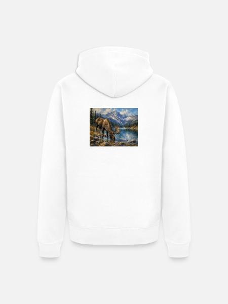 Alpine Moose by Mountain Lake - Unisex Premium Organic Zip Hoodie - white