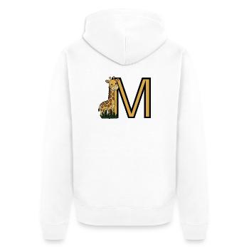 Giraffen M Initialen Design - Unisex Premium Bio Zip Hoodie - Weiß - Hinten - Thijin (182cm)