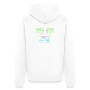 Neon Tropenstrand Sonnenuntergang - Unisex Premium Bio Zip Hoodie - Weiß - Hinten - Thijin (182cm)