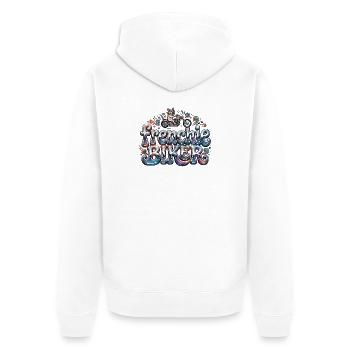 Frenchie biker - 004 - Veste à capuche bio Premium Unisexe - blanc - Dos - Thijin (182cm)