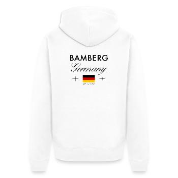 Bamberg Deutschland Koordinaten Reise Souvenir - Unisex Premium Bio Zip Hoodie - Weiß - Hinten - Thijin (182cm)