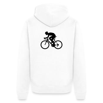 Rennrad Silhouette Radsport - Unisex Premium Bio Zip Hoodie - Weiß - Hinten - Thijin (182cm)