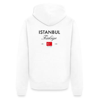 Istanbul Turquie Coordonnées Souvenir de voyage - Veste à capuche bio Premium Unisexe - blanc - Dos - Thijin (182cm)