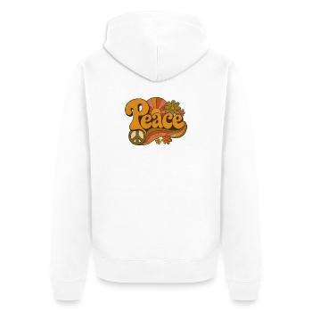 Friede - Unisex Premium Bio Zip Hoodie - Weiß - Hinten - Thijin (182cm)