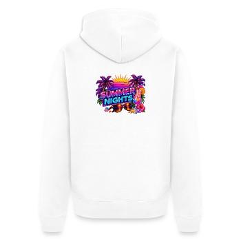 Sommernächte Neon-Tropen - Unisex Premium Bio Zip Hoodie - Weiß - Hinten - Thijin (182cm)