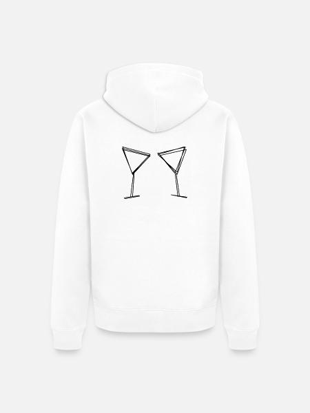 Zwei Gläser handgezeichnet - Unisex Premium Bio Zip Hoodie - Weiß