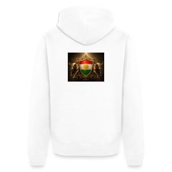 Kurdistan-Schildemblem mit Stieren - Unisex Premium Bio Zip Hoodie - Weiß - Hinten - Thijin (182cm)