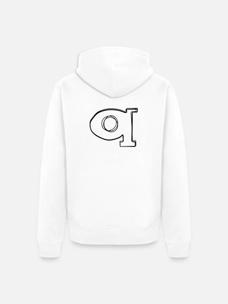 Kleinbuchstabe q handgezeichnet - Unisex Premium Bio Zip Hoodie - Weiß