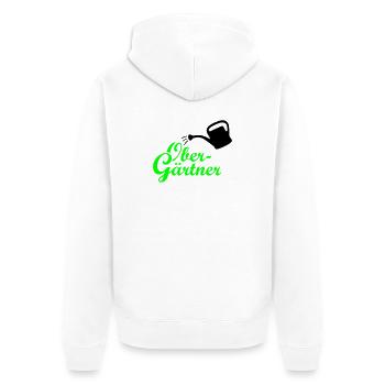 Obergärtner Giesskanne - Unisex Premium Bio Zip Hoodie - Weiß - Hinten - Thijin (182cm)