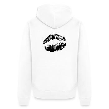 Kußmund - Unisex Premium Bio Zip Hoodie - Weiß - Hinten - Thijin (182cm)