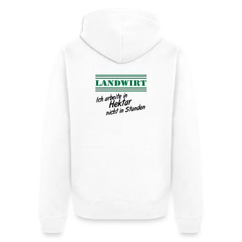 Landwirtschaft , Landwirt , Farmer , Hektar (25) - Unisex Premium Bio Zip Hoodie - Weiß - Hinten - Thijin (182cm)