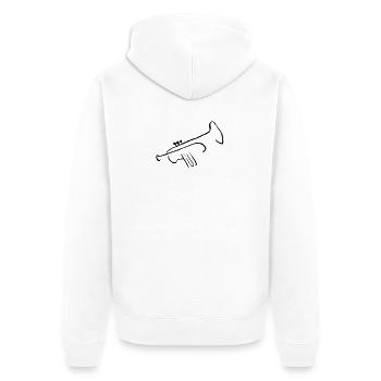 Trompete - Unisex Premium Bio Zip Hoodie - Weiß - Hinten - Thijin (182cm)