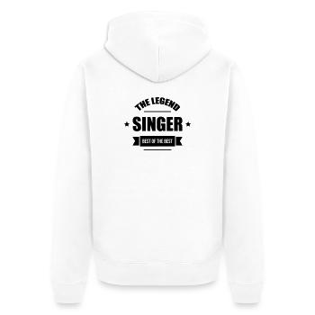 The Legend: Singer - Unisex Premium Organic Zip Hoodie - white - Back - Thijin (182cm)