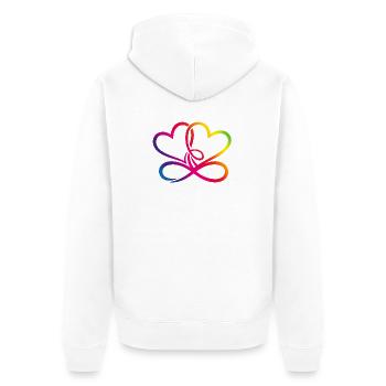 Zwei Herzen Regenbogen Infinity Love CSD LGBT - Unisex Premium Bio Zip Hoodie - Weiß - Hinten - Thijin (182cm)