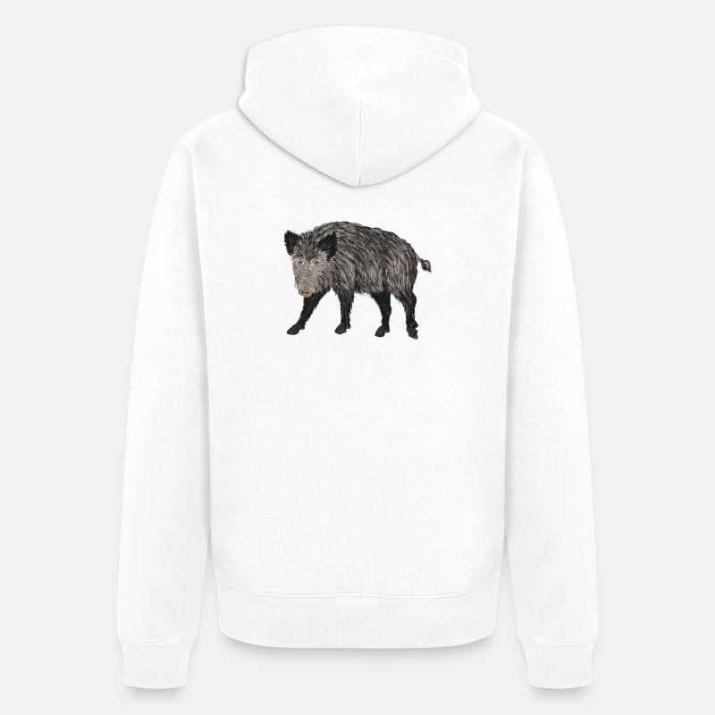boar - Unisex Premium Organic Zip Hoodie - white