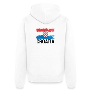 Kroatien Flagge - Unisex Premium Bio Zip Hoodie - Weiß - Hinten - Thijin (182cm)