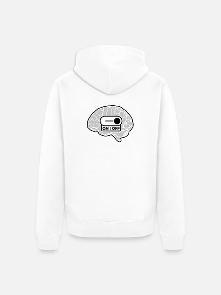 Turn off the brain switch - Unisex Premium Organic Zip Hoodie - white