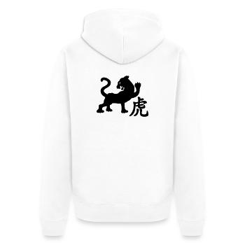 Chinese character tiger with tiger image - Unisex Premium Organic Zip Hoodie - white - Back - Thijin (182cm)