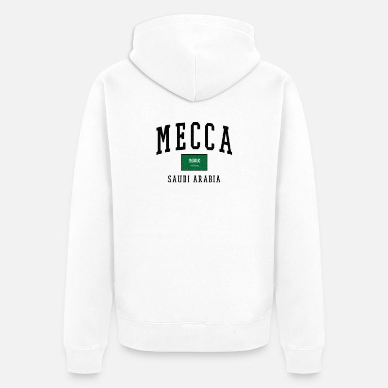 Mecque, Arabie Saoudite : Conception du drapeau - Veste à capuche bio Premium Unisexe - blanc