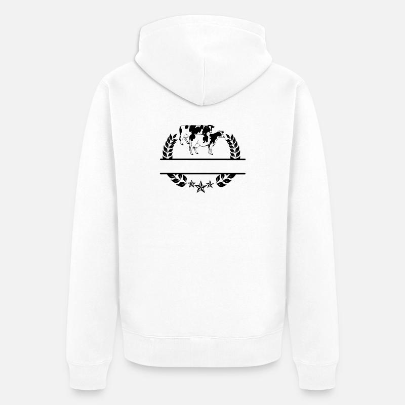 Monogramme de vaches - Veste à capuche bio Premium Unisexe - blanc