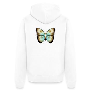 Papillon scintillant en or dessiné à la main - Veste à capuche bio Premium Unisexe - blanc - Dos - Thijin (182cm)