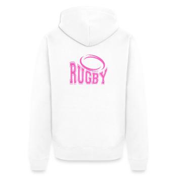 Rugby Femme - T-Shirt Rugby Fans Femme - Veste à capuche bio Premium Unisexe - blanc - Dos - Thijin (182cm)