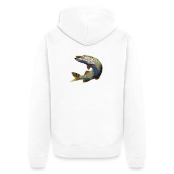 Hecht - Unisex Premium Bio Zip Hoodie - Weiß - Hinten - Thijin (182cm)