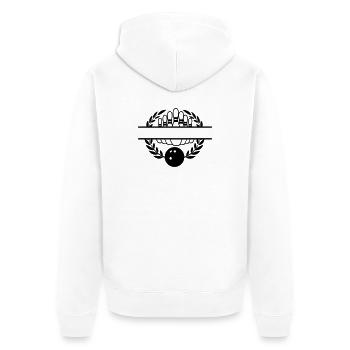 Bowling Lorbeer Kranz Banner - Unisex Premium Bio Zip Hoodie - Weiß - Hinten - Thijin (182cm)