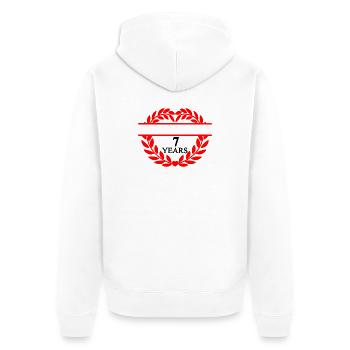 Nom bannière sept ans, couronne de laurier coeur - Veste à capuche bio Premium Unisexe - blanc - Dos - Thijin (182cm)