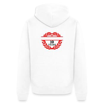 Name banner ten years, heart laurel wreath - Unisex Premium Organic Zip Hoodie - white - Back - Thijin (182cm)