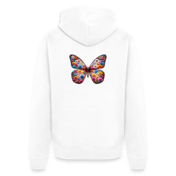 Butterfly decorated with flowers - Unisex Premium Organic Zip Hoodie - white - Back - Thijin (182cm)