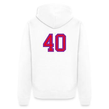 40. 40 ANS. 40e ANNIVERSAIRE. ANNIVERSAIRE 40 ANS. - Veste à capuche bio Premium Unisexe - blanc - Dos - Thijin (182cm)