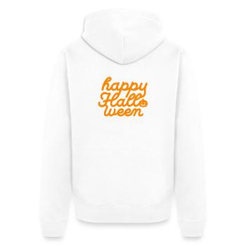 Typographie de citrouille festive d’Halloween - Veste à capuche bio Premium Unisexe - blanc - Dos - Thijin (182cm)